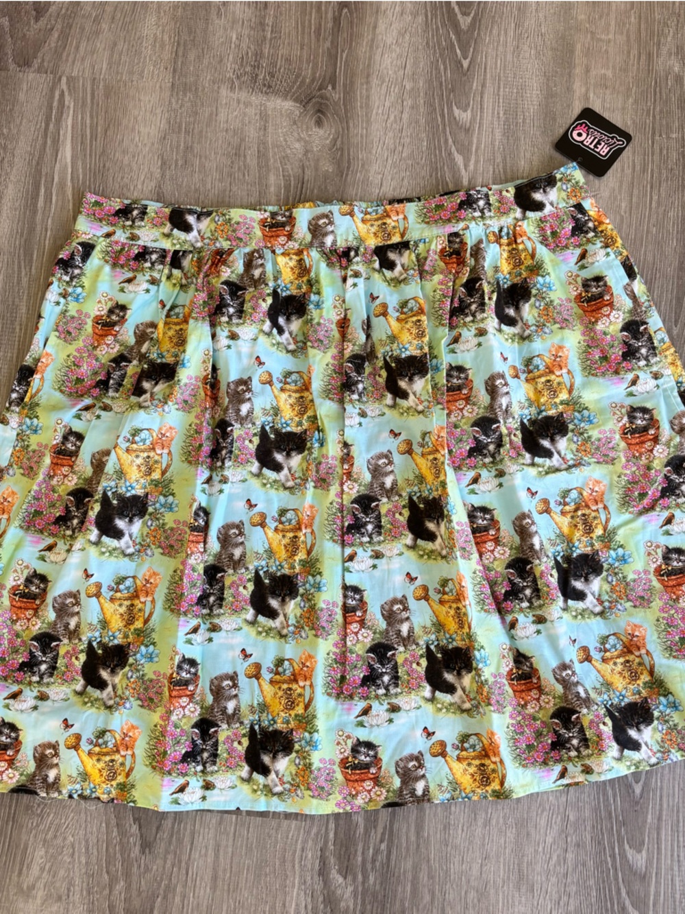 Blue Cat Print Skirt